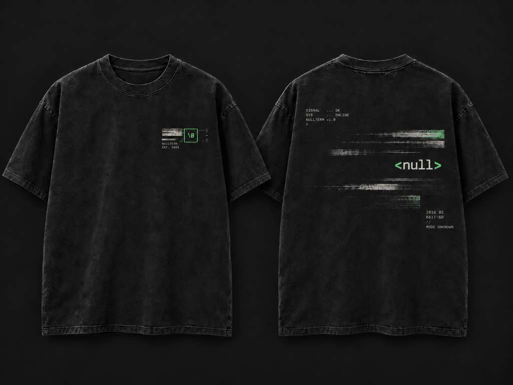 NULLTERM NT-001 Signal Tee, front and back contact sheet