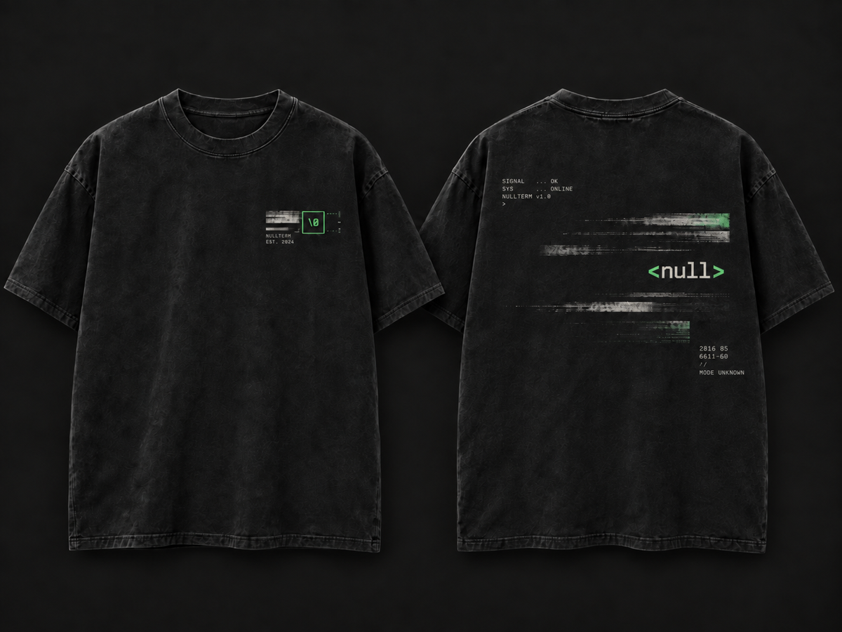 NULLTERM NT-001 Signal Tee, front and back contact sheet